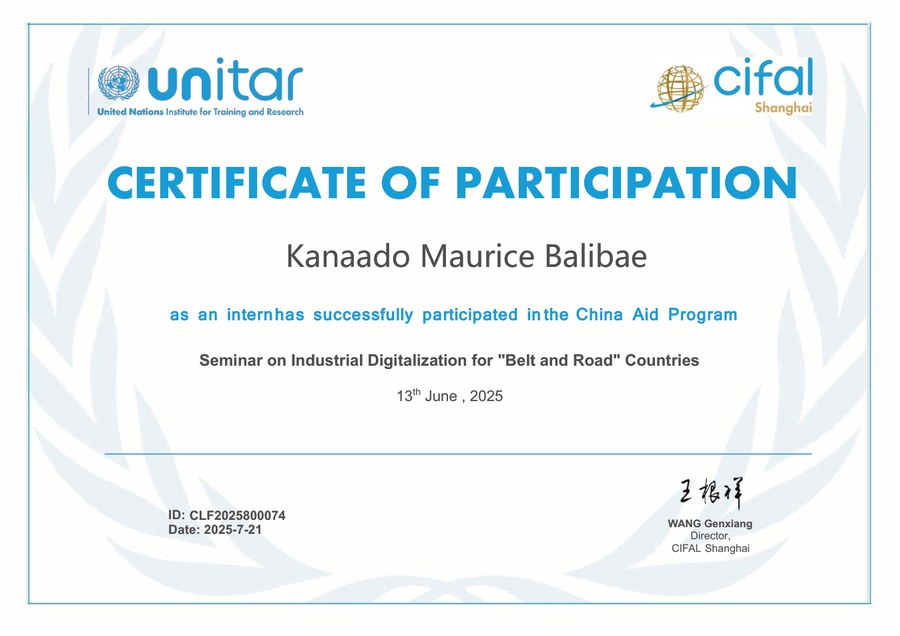 Kanaado Maurice Balibae 国际培训证书缩略图